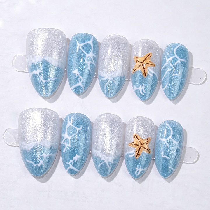 Ocean-Inspired Press-On Nail Art Set 1790738515