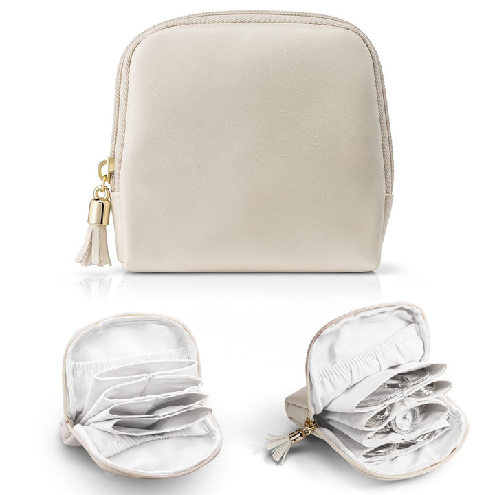 Cosmetic organizer with structured interior and elegant tassel Kalsten