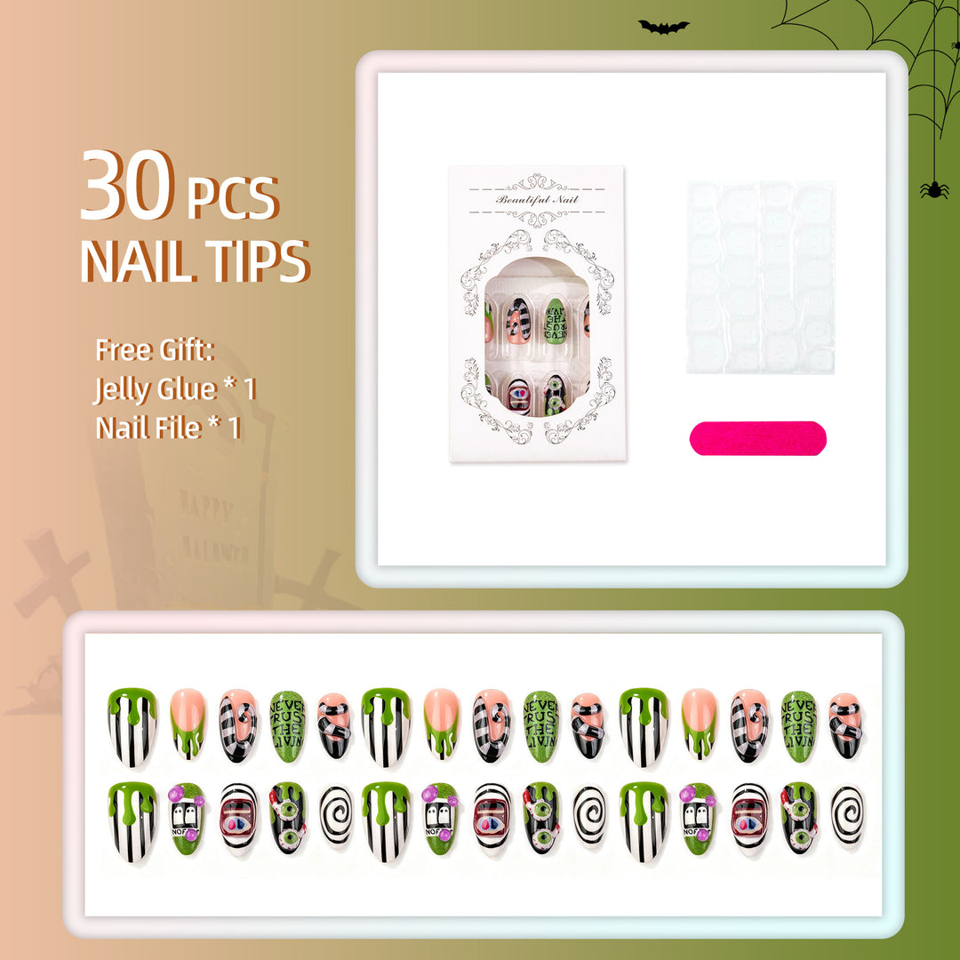 Spooky Themed Press-On Nail Art Set