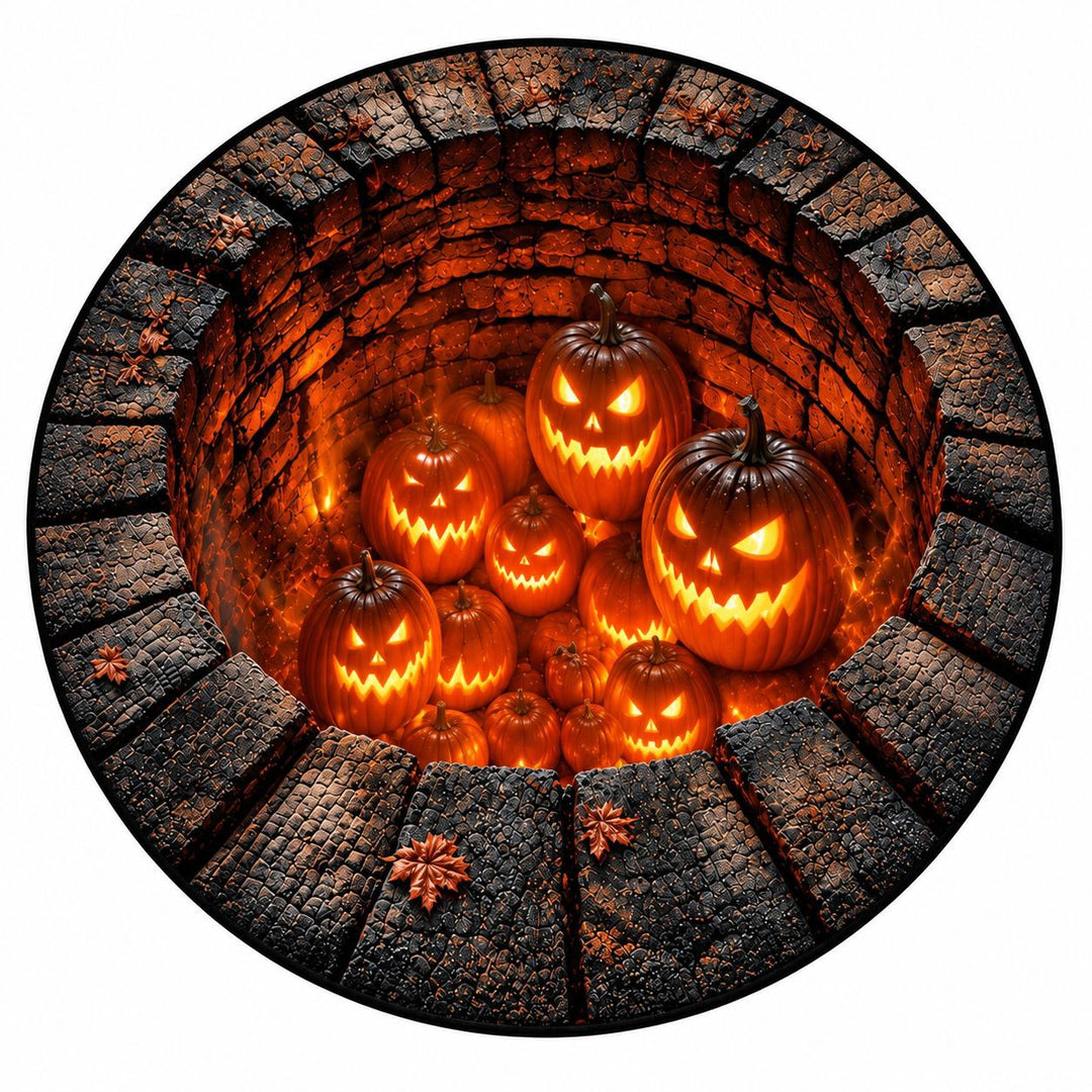 Whimsical Halloween-Themed Round Area Rug