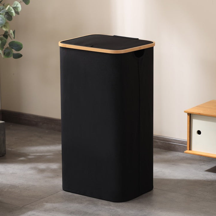 Elegant Laundry Container Made of High-Quality Textile with Bamboo Frame Kalsten