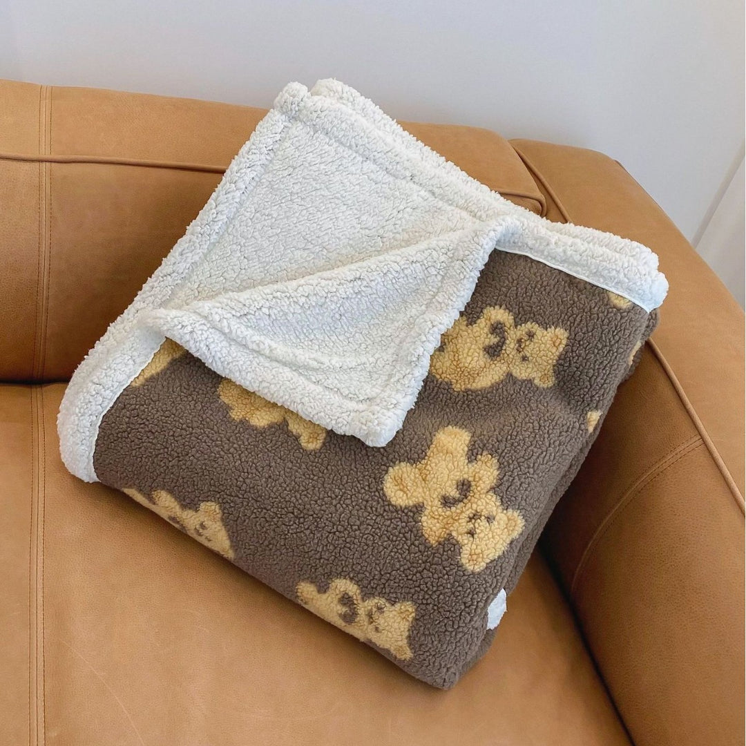 Fluffy Teddy Bear Pattern Throw Blanket