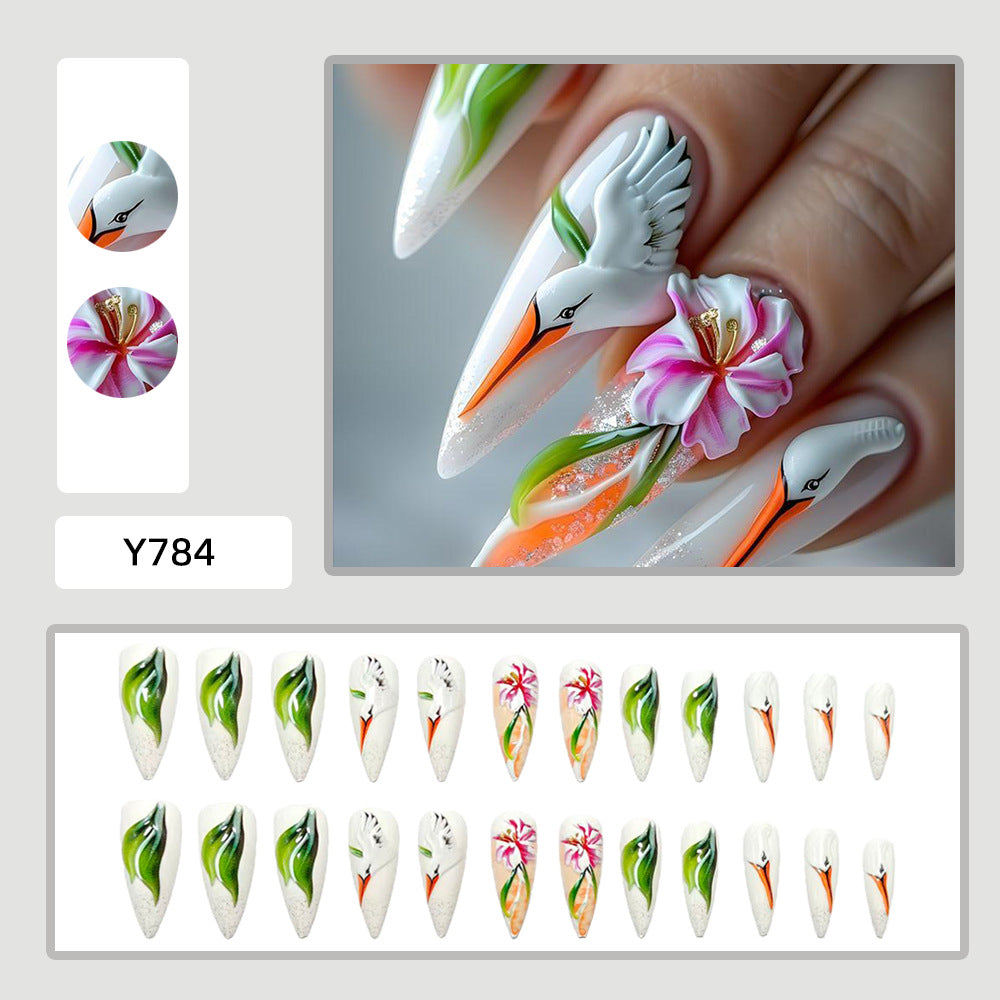 Artificial nails with floral and bird design Kalsten