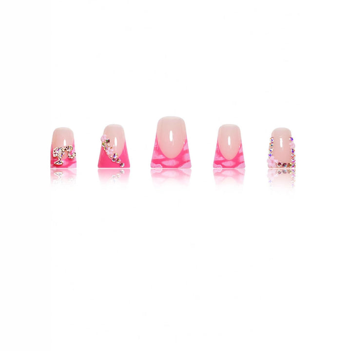 Decorative Floral and Rhinestone Acrylic Nail Extensions Kalsten