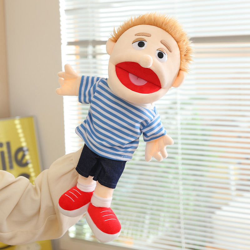 Hand Puppet Plush Boy Character with Movable Mouth and Soft Fabric Body Kalsten
