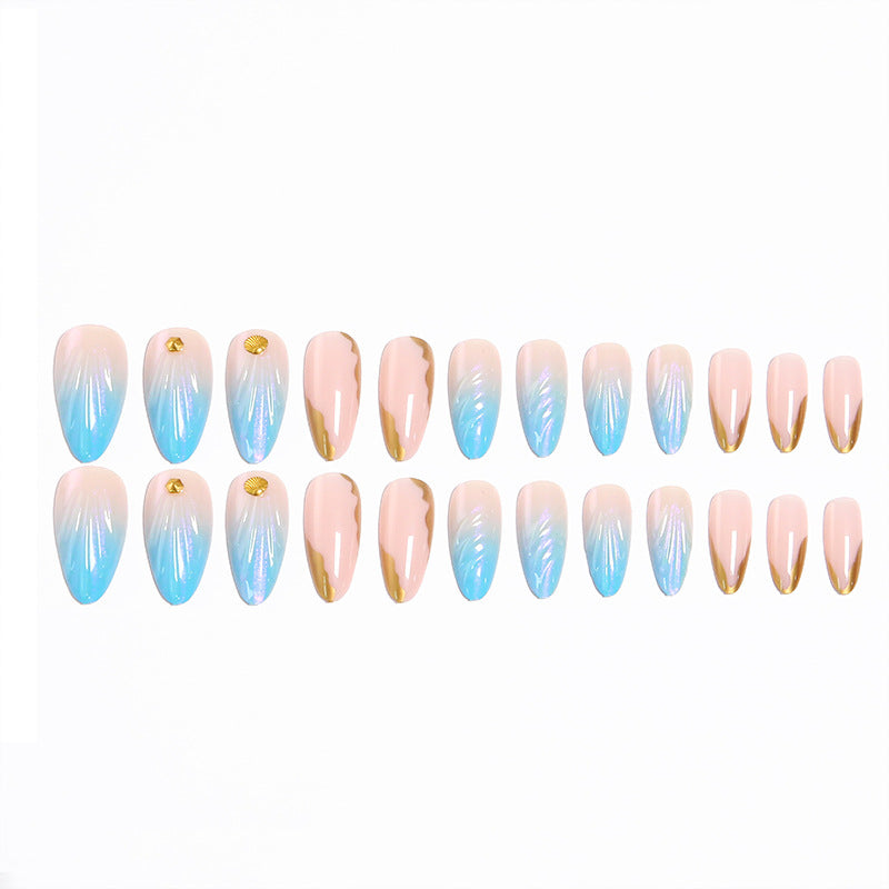 Acrylic nail set with glitter and shell design Kalsten