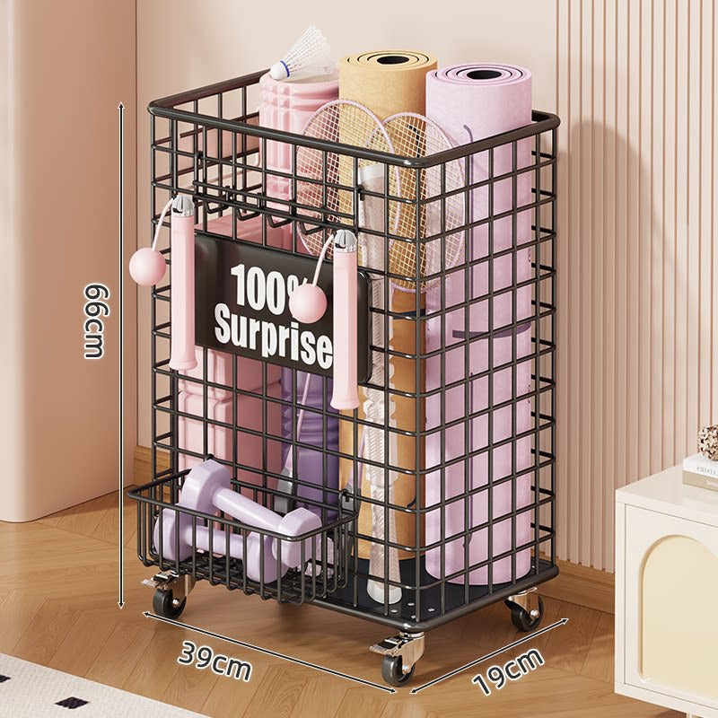 Vertical Rolling Mesh Storage Cart with Locking Casters and Front Access Basket