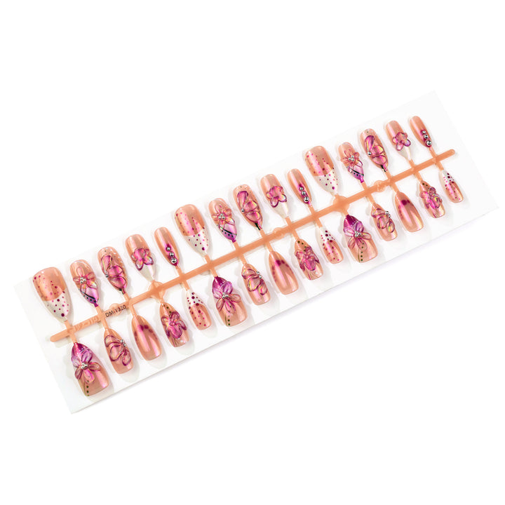 Floral Embellished Press-On Nail Art Set Kalsten