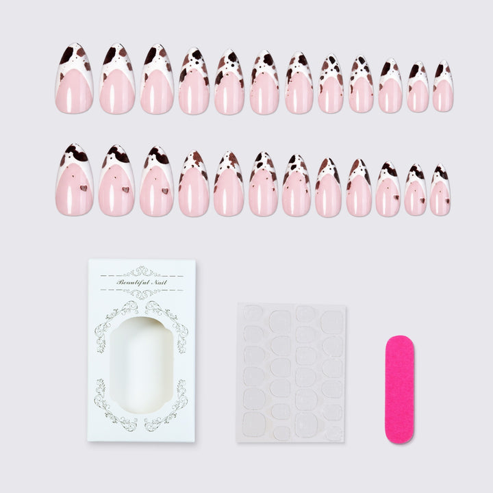 Exquisite artificial nail set with elegant coffee stain design Kalsten