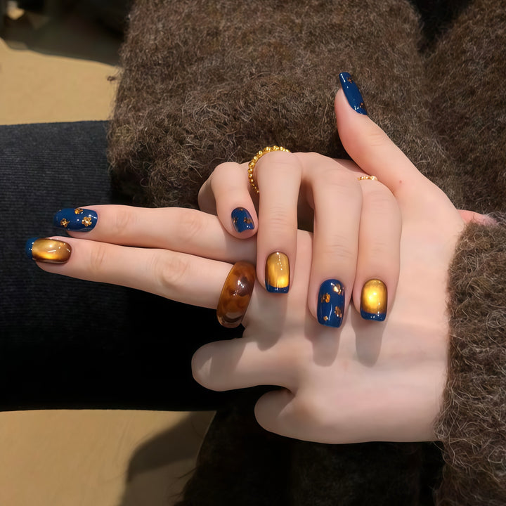 Artificial nails with elegant gradient and sparkling accents Kalsten
