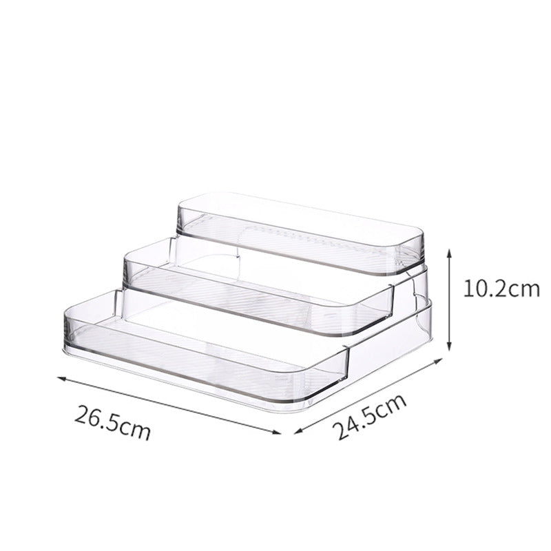 Multi-tier acrylic cosmetic and jewelry organizer in stair shape