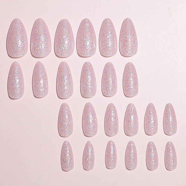 Glittery Almond-Shaped Press-On Nails Set Kalsten