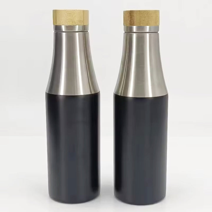 Women double-walled stainless steel drinking bottle with bamboo lid Kalsten
