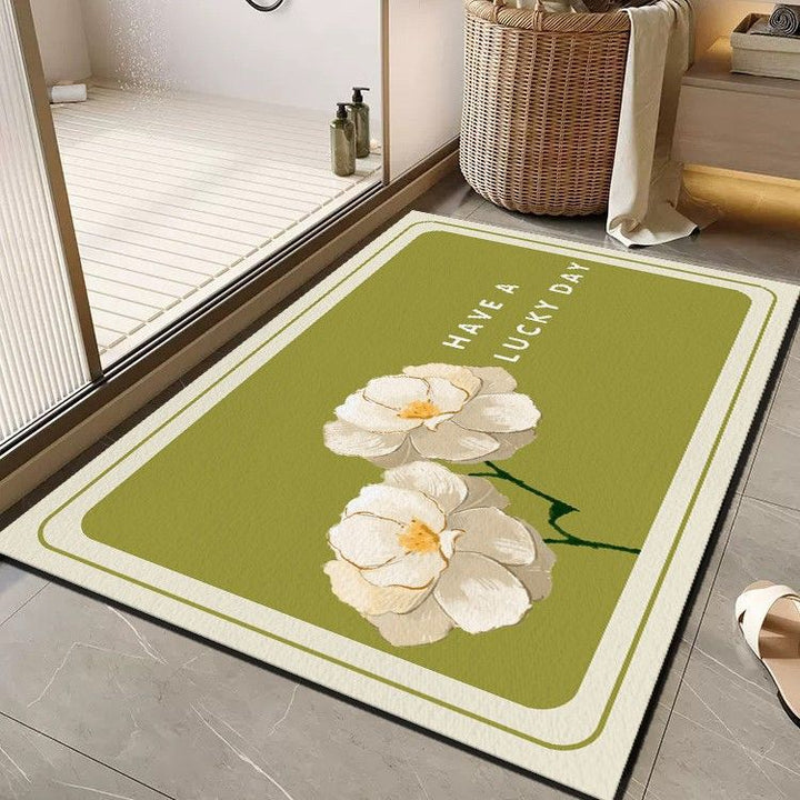 Cheerful Floral Message Bath Mat Kalsten