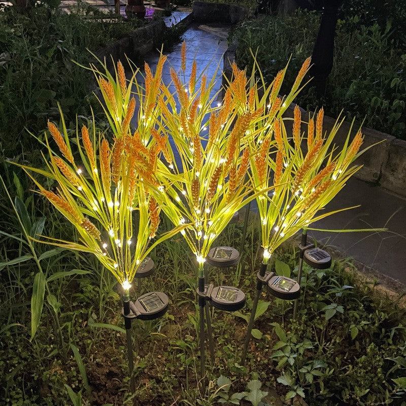 Solar LED Ornamental Grass Pathway Stake Lights With Integrated Solar Panel Kalsten