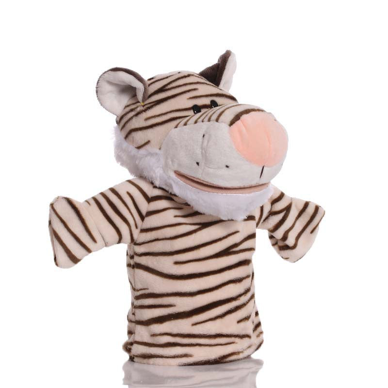 Plush Tiger Hand Puppet With Soft Fleece Movable Mouth Embroidered Features
