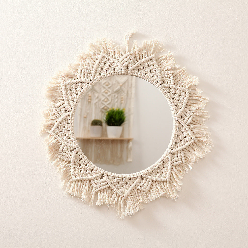 Macrame Decorative Round Wall Mirror Kalsten