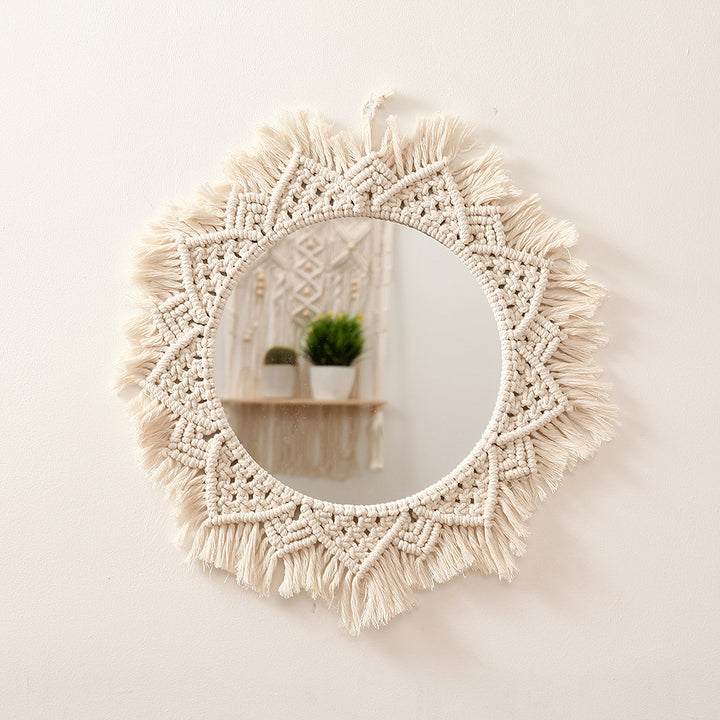 Macrame Decorative Round Wall Mirror Kalsten