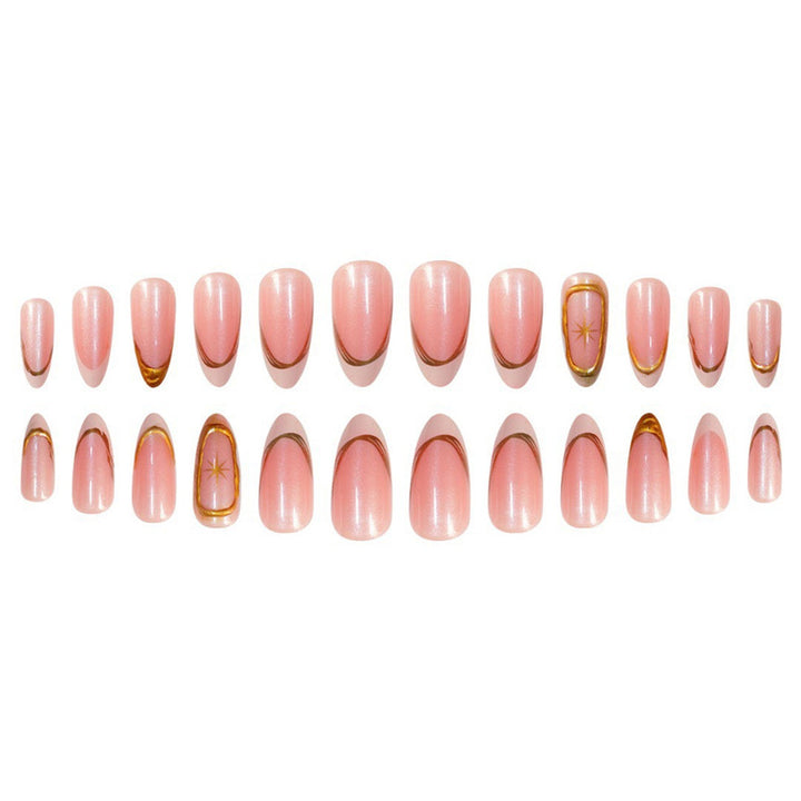Premium Glittering French Tip Press-On Nails with Gold Accents Kalsten