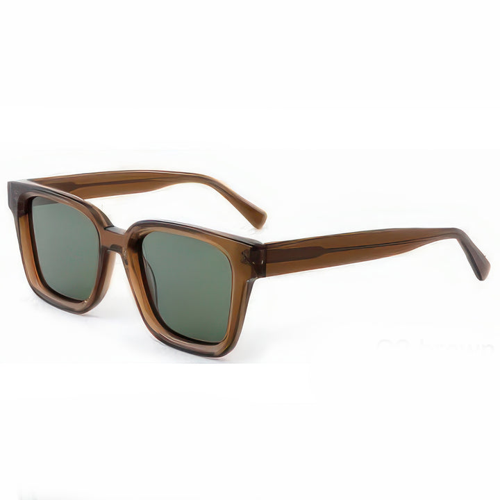 Ladies' Fashionable Square Sunglasses with Transparent Plastic Frame and Polarized Lenses Kalsten
