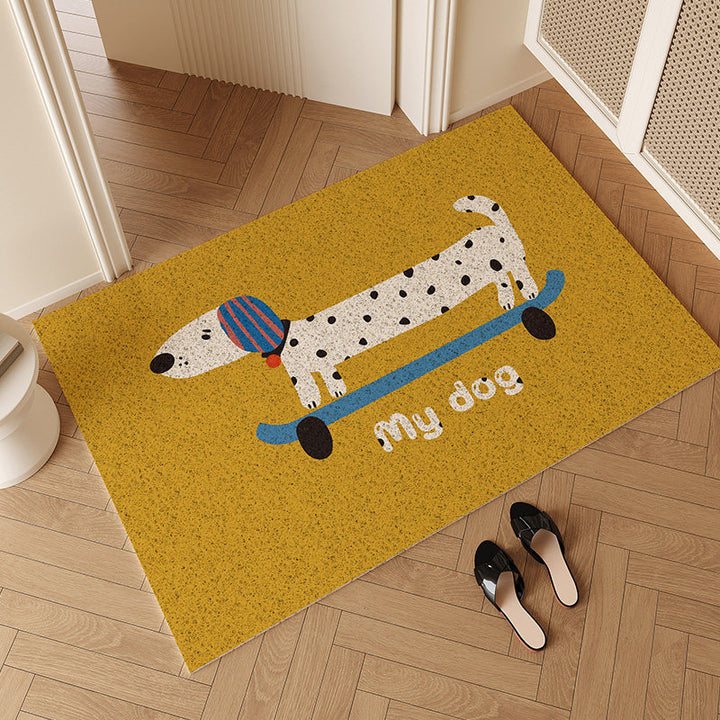 Playful Cartoon Dog-Themed Entrance Mat