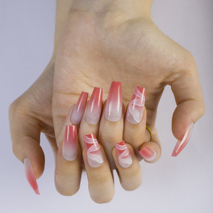 Artificial nails with elegant ombre and marble effects Kalsten