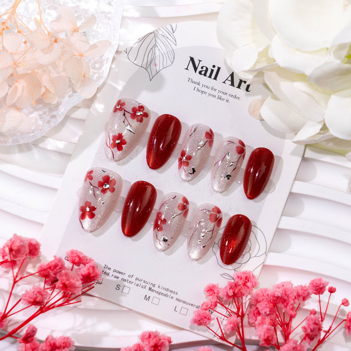 Decorative Floral Press-On Nail Set