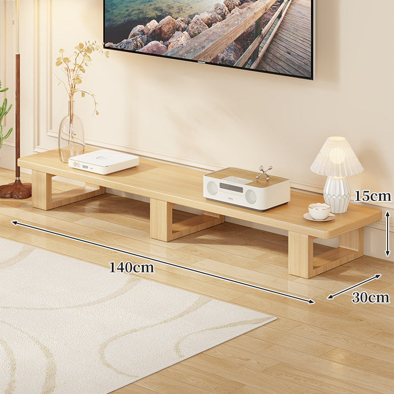 Low Solid Wood TV Media Console Bench with Open Rectangular Legs