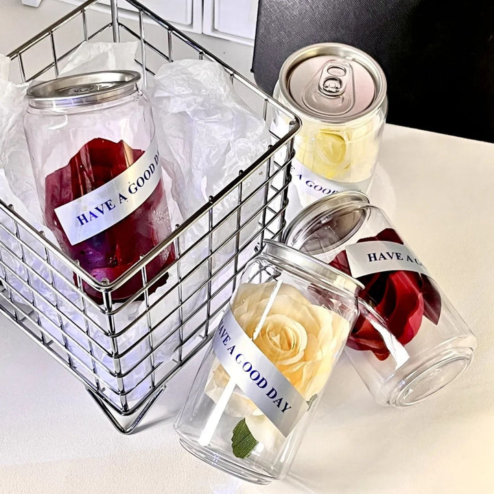 Decorative Roses In Glass Container Kalsten