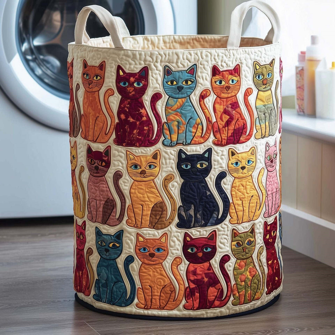 Quilted Decorative Laundry Storage Basket With Rope Handles Collapsible Fabric Organizer