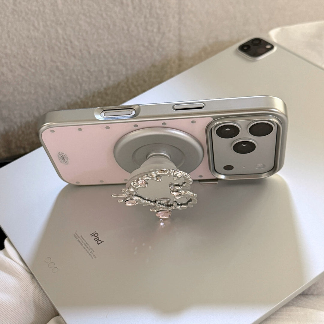 Heart-shaped hand mirror with elegant crystals Kalsten