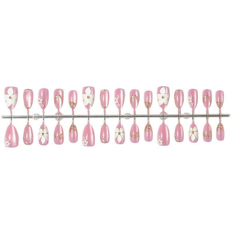 Acrylic nail set with elegant flower and glitter designs Kalsten
