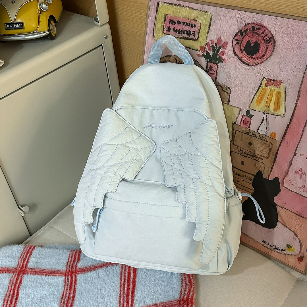 Cute Wing-Embellished Casual Backpack Kalsten