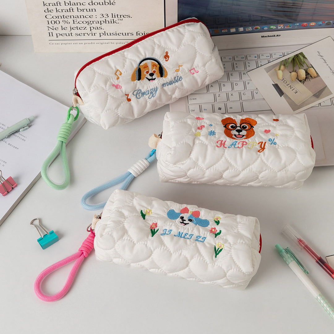 Quilted Cartoon Dog Pencil Case Kalsten