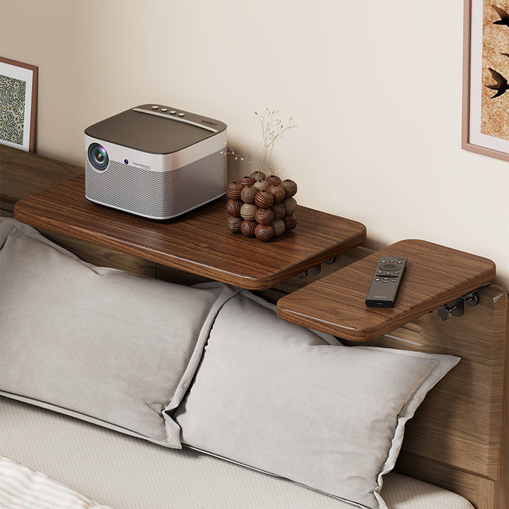 Headboard-Mounted Floating Bedside Shelf for Projectors and Devices