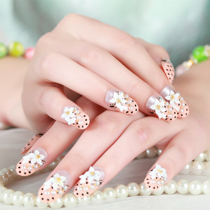 Floral-Embellished Press-On Nail Art Set