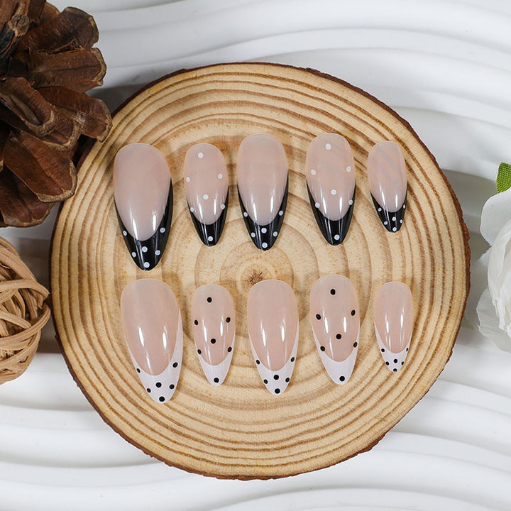 Artificial nail set with elegant dot and tip design Kalsten