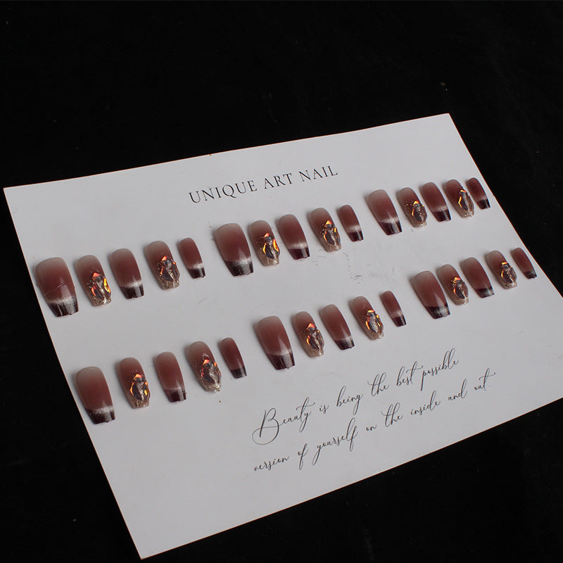 Elegant Press-On Nail Kit with Artistic Floral Design