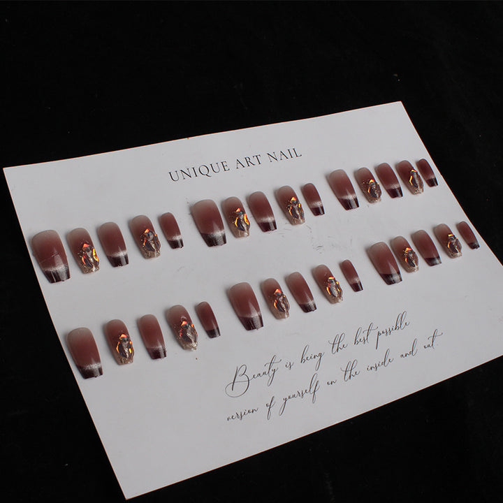 Elegant Press-On Nail Kit with Artistic Floral Design