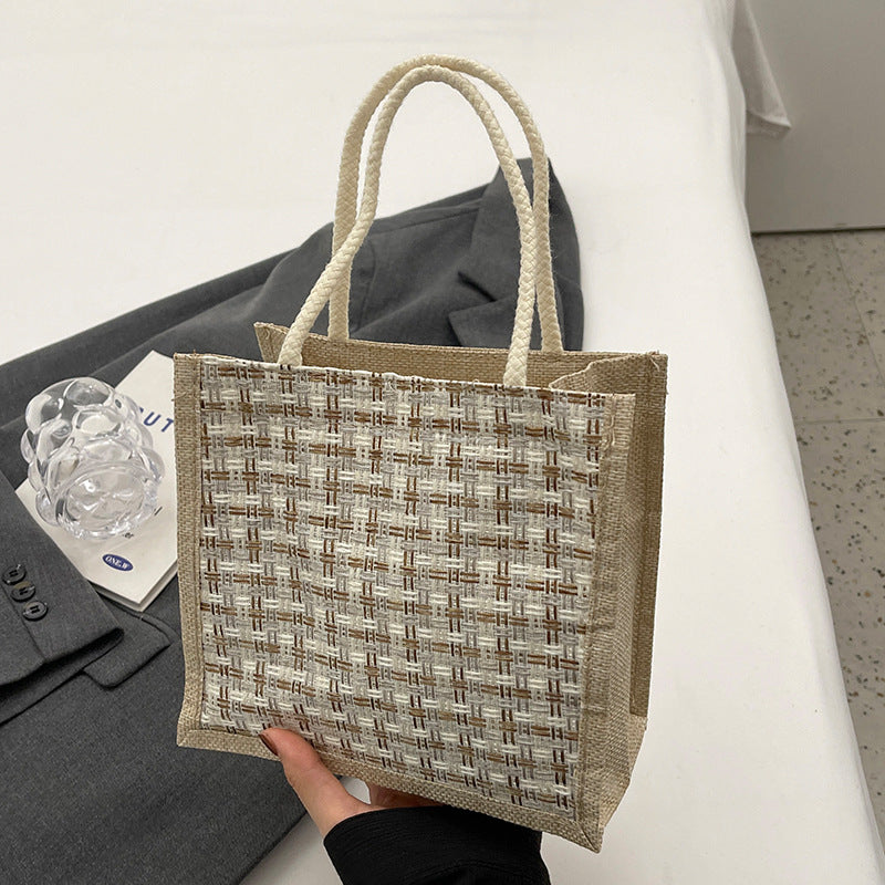Bohemian Tote Bag with Decorative Pom Poms