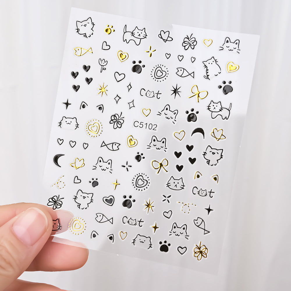 Cat-Themed Nail Art Stickers