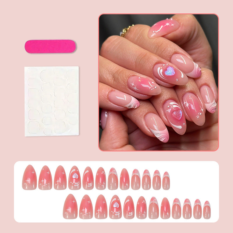Acrylic Nail Set with Elegant Bows and Glamorous Accent Kalsten
