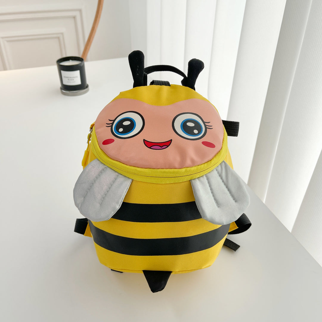 Plush backpack with bee motif and practical compartments Kalsten