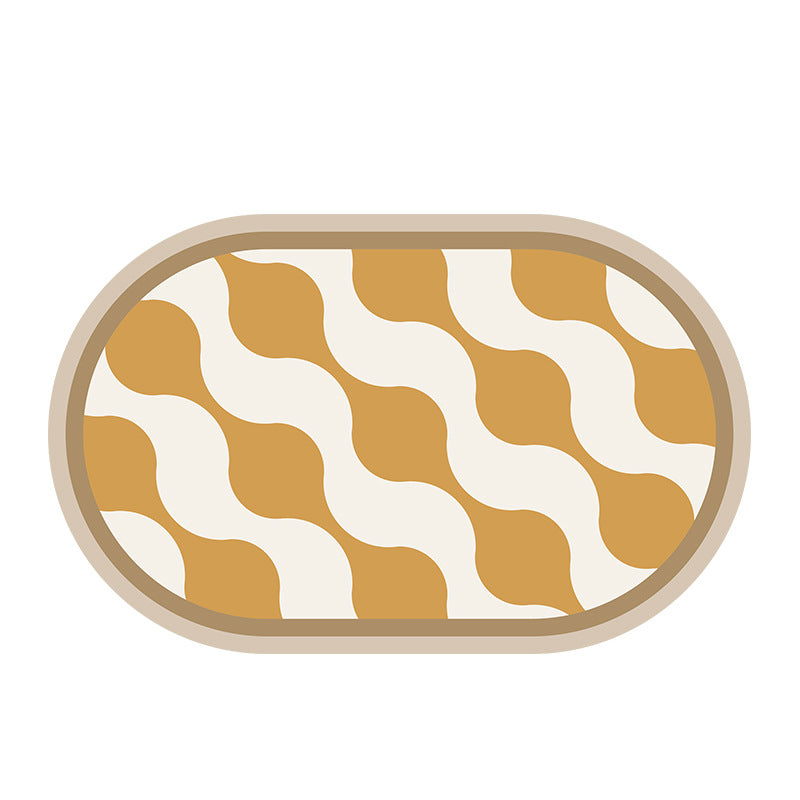Oval non-slip vinyl mat with fine mosaic print and water-repellent surface Kalsten