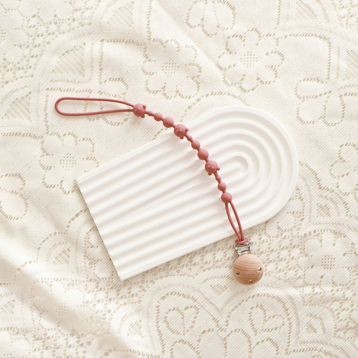 Silicone Beaded Pacifier Clip with Safety Lock