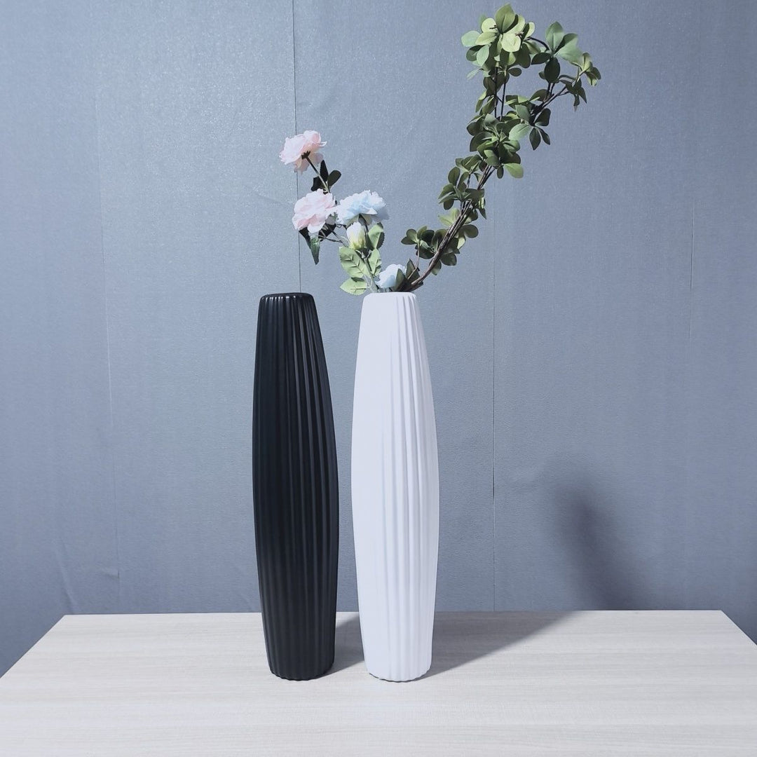 Elegant Tall Decorative Ribbed Vase Kalsten