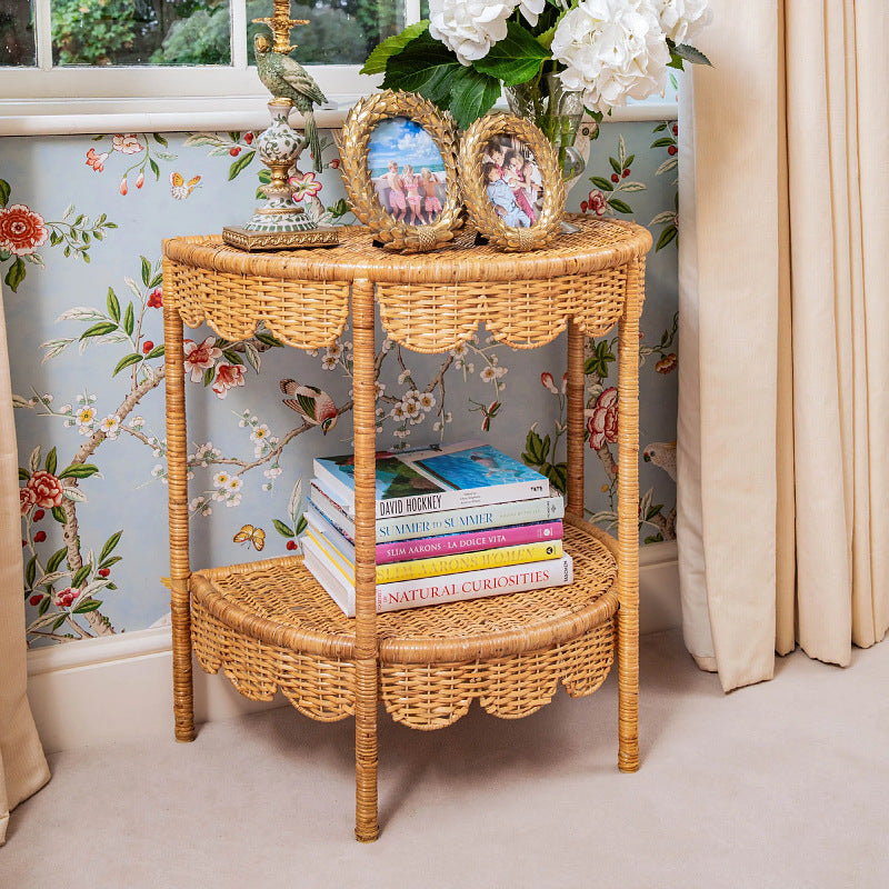 Round wicker table in vintage style Kalsten
