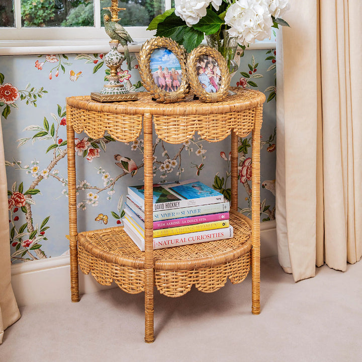 Round wicker table in vintage style Kalsten