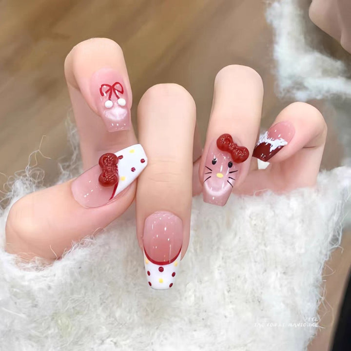 Glamorous artificial nails with playful 3D designs Kalsten