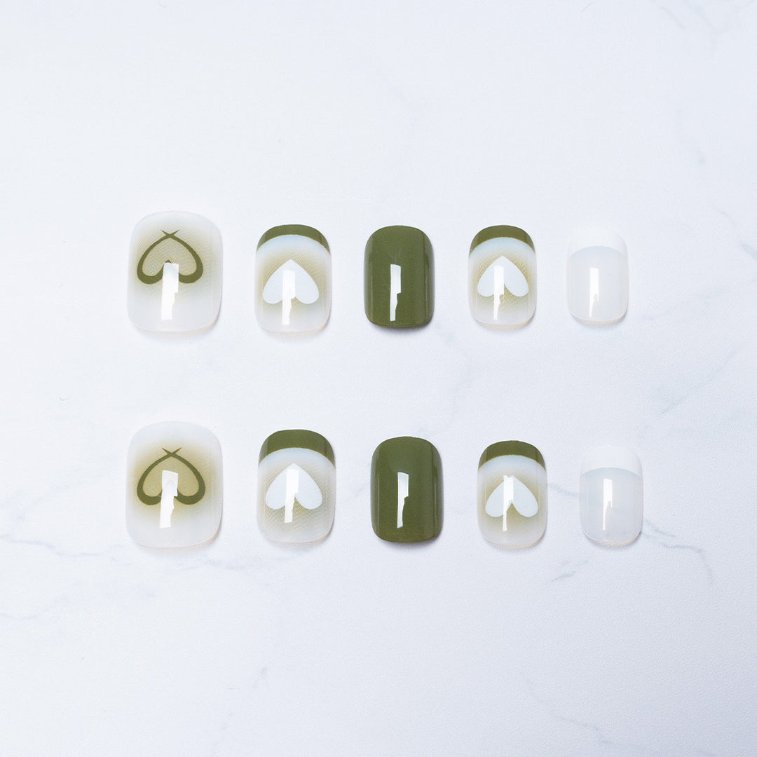 Artistic Heart-Designed Press-On Nails